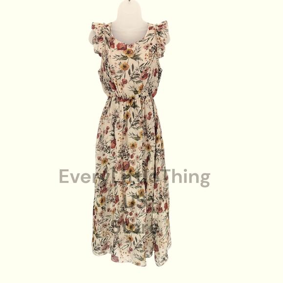 Le Ragazze Maxi Dress S Silk Floral Ruffle Romantic Cottagecore Fairy Italy - Picture 1 of 11